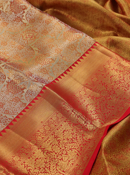 Gold & Red Pure Kanchipuram Tissue Silk Saree