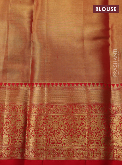 Gold & Red Pure Kanchipuram Tissue Silk Saree