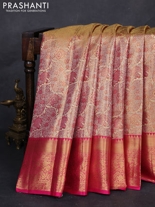 Gold & Pink Pure Kanchipuram Tissue Silk Saree