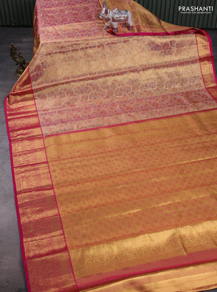 Gold & Pink Pure Kanchipuram Tissue Silk Saree