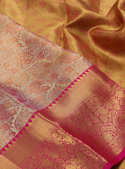 Gold & Pink Pure Kanchipuram Tissue Silk Saree