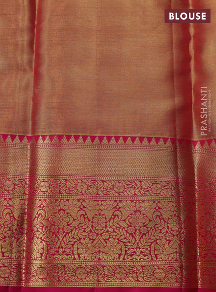 Gold & Pink Pure Kanchipuram Tissue Silk Saree