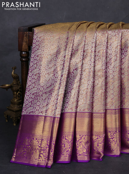 Gold & Purple Pure Kanchipuram Tissue Silk Saree