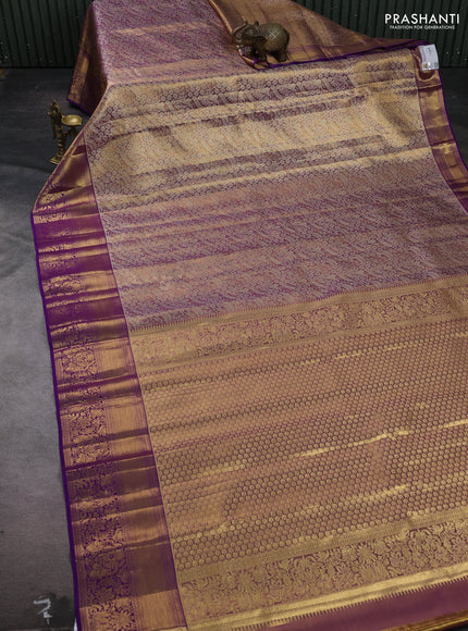 Gold & Purple Pure Kanchipuram Tissue Silk Saree