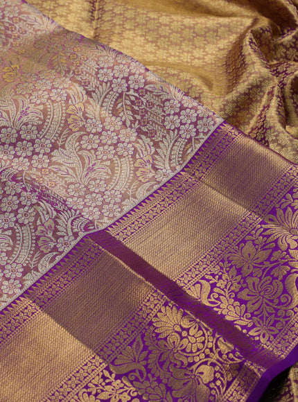 Gold & Purple Pure Kanchipuram Tissue Silk Saree