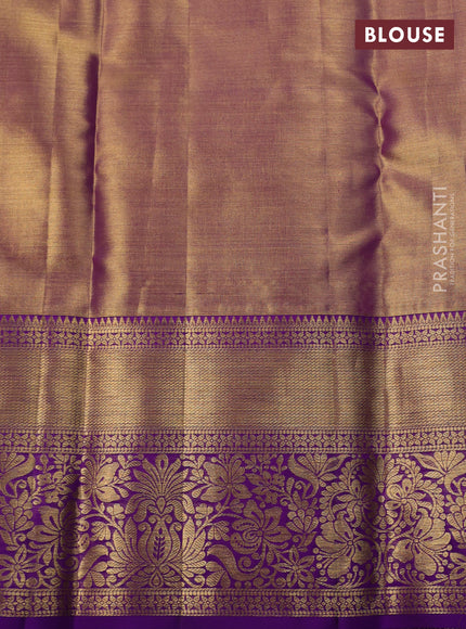 Gold & Purple Pure Kanchipuram Tissue Silk Saree