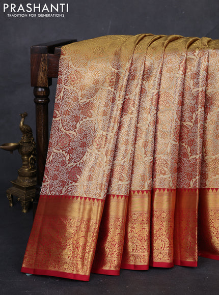 Gold & Maroon Pure Kanchipuram Tissue Silk Saree