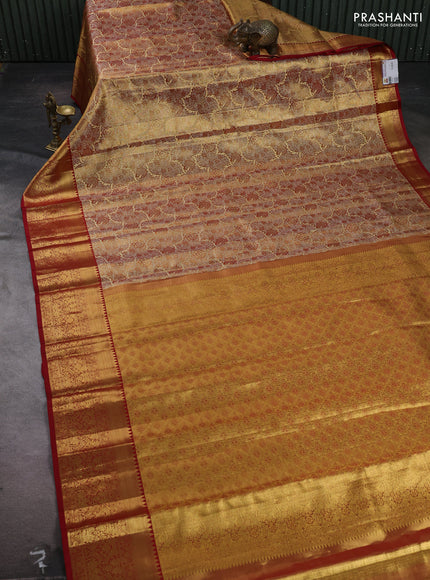 Gold & Maroon Pure Kanchipuram Tissue Silk Saree
