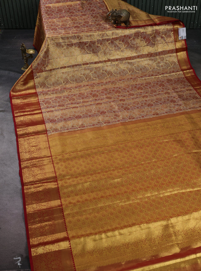 Gold & Maroon Pure Kanchipuram Tissue Silk Saree