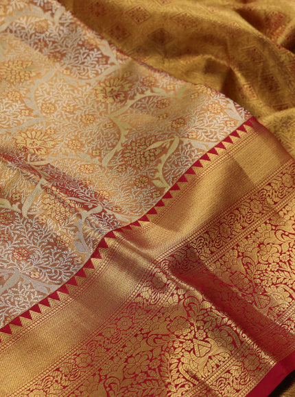 Gold & Maroon Pure Kanchipuram Tissue Silk Saree