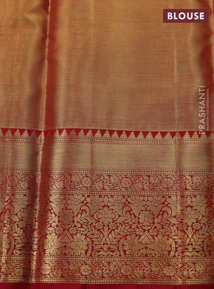 Gold & Maroon Pure Kanchipuram Tissue Silk Saree