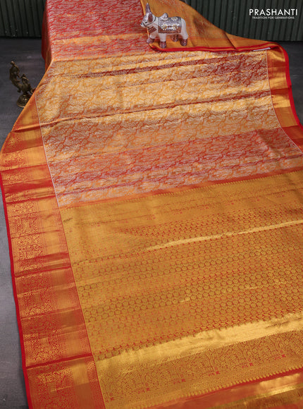 Orange &  Pure Kanchipuram Tissue Silk Saree