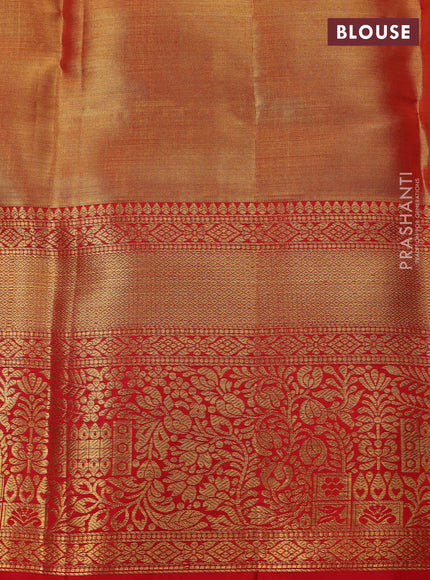 Orange &  Pure Kanchipuram Tissue Silk Saree