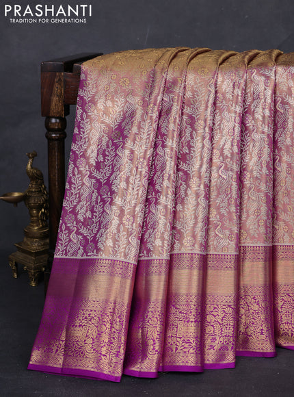 Gold & Purple Pure Kanchipuram Tissue Silk Saree