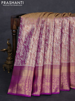Gold & Purple Pure Kanchipuram Tissue Silk Saree