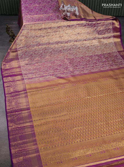 Gold & Purple Pure Kanchipuram Tissue Silk Saree