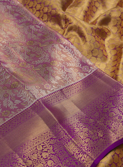 Gold & Purple Pure Kanchipuram Tissue Silk Saree