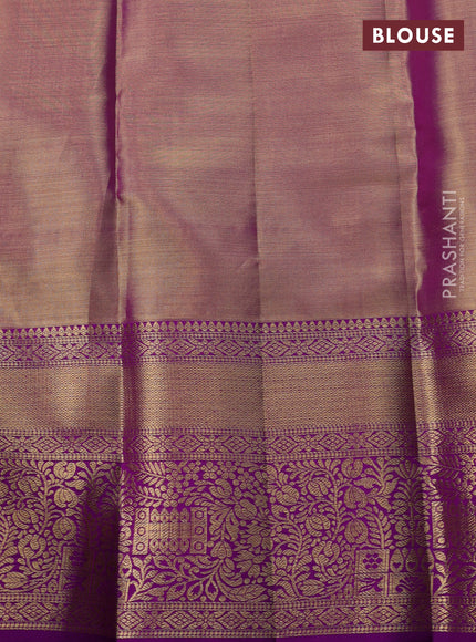 Gold & Purple Pure Kanchipuram Tissue Silk Saree