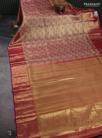 Gold & Pink Pure Kanchipuram Tissue Silk Saree