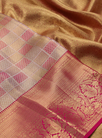 Gold & Pink Pure Kanchipuram Tissue Silk Saree