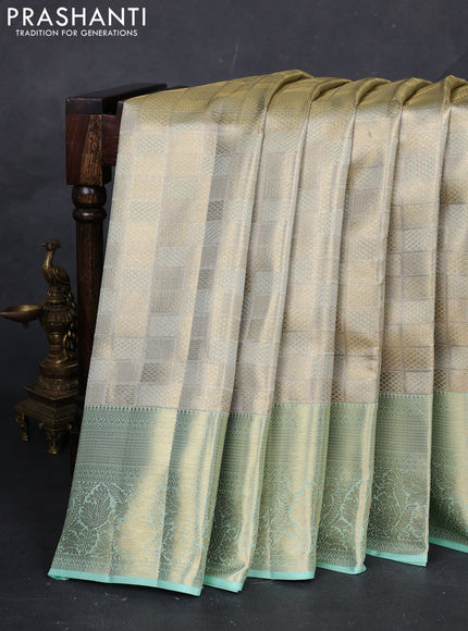 Gold & Pista Green Pure Kanchipuram Tissue Silk Saree