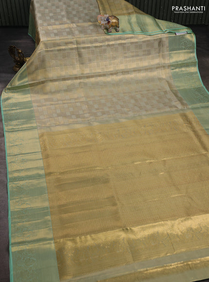 Gold & Pista Green Pure Kanchipuram Tissue Silk Saree