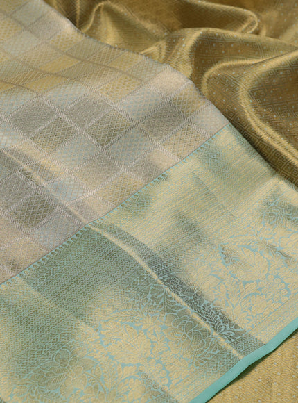 Gold & Pista Green Pure Kanchipuram Tissue Silk Saree
