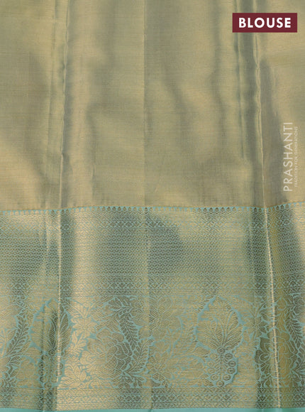 Gold & Pista Green Pure Kanchipuram Tissue Silk Saree