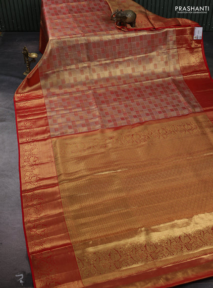 Gold & Red Pure Kanchipuram Tissue Silk Saree