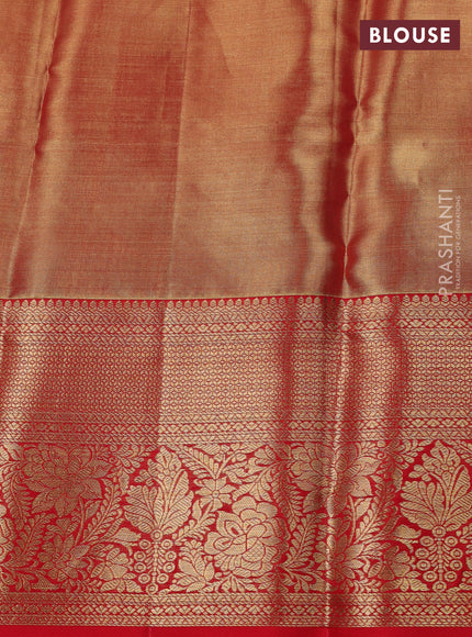 Gold & Red Pure Kanchipuram Tissue Silk Saree