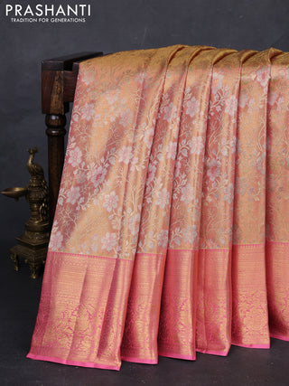 Peach Pink &  Pure Kanchipuram Tissue Silk Saree