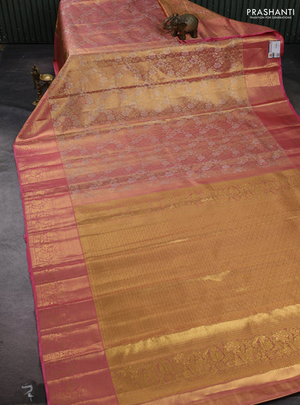 Peach Pink &  Pure Kanchipuram Tissue Silk Saree