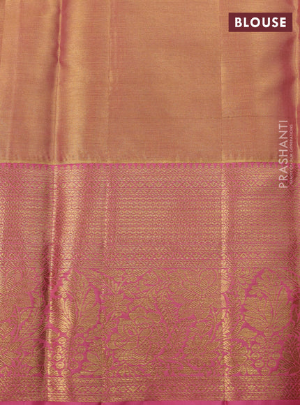 Peach Pink &  Pure Kanchipuram Tissue Silk Saree