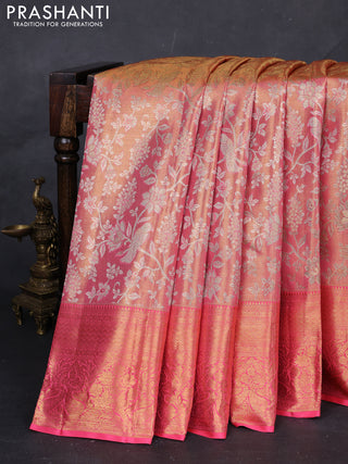 Candy Pink &  Pure Kanchipuram Tissue Silk Saree
