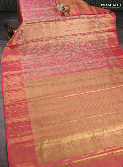 Candy Pink &  Pure Kanchipuram Tissue Silk Saree
