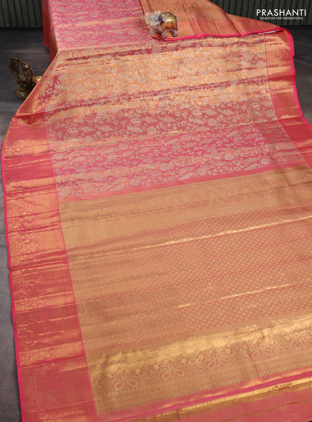 Candy Pink &  Pure Kanchipuram Tissue Silk Saree