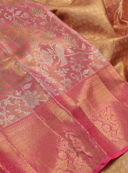 Candy Pink &  Pure Kanchipuram Tissue Silk Saree