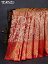 Gold  & Orange Pure Kanchipuram Tissue Silk Saree
