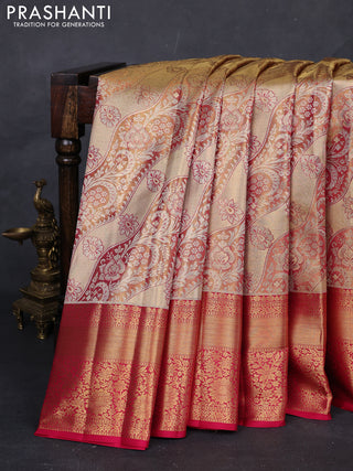 Gold & Pink Pure Kanchipuram Tissue Silk Saree