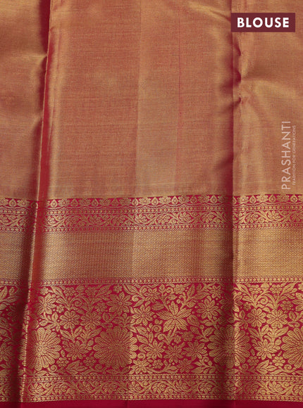 Gold & Pink Pure Kanchipuram Tissue Silk Saree