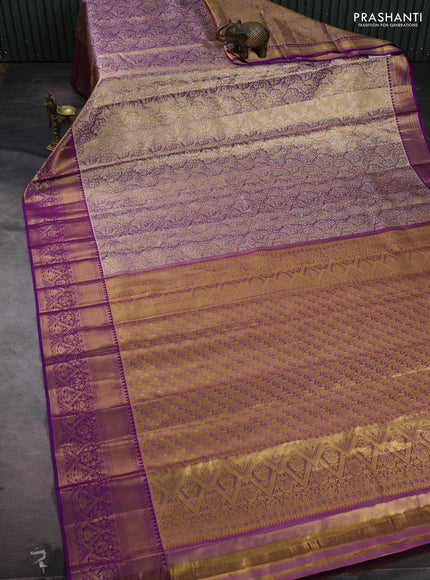 Gold & Purple Pure Kanchipuram Tissue Silk Saree