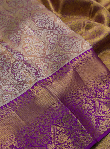 Gold & Purple Pure Kanchipuram Tissue Silk Saree