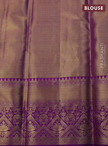 Gold & Purple Pure Kanchipuram Tissue Silk Saree