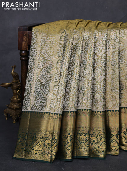Gold & Bottle Green Pure Kanchipuram Tissue Silk Saree