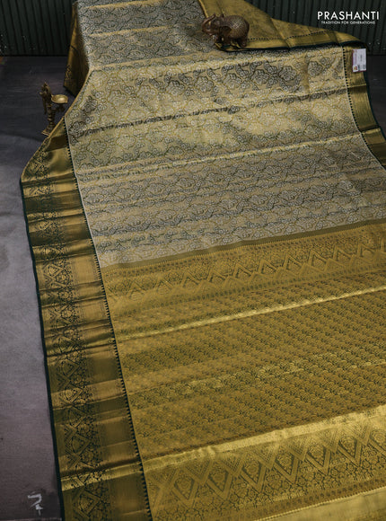 Gold & Bottle Green Pure Kanchipuram Tissue Silk Saree