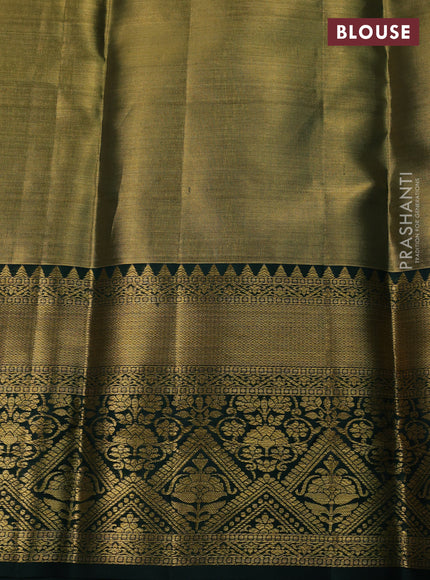 Gold & Bottle Green Pure Kanchipuram Tissue Silk Saree