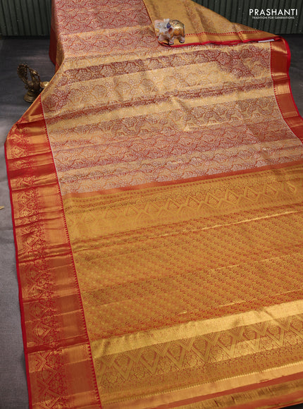Gold & Red Pure Kanchipuram Tissue Silk Saree