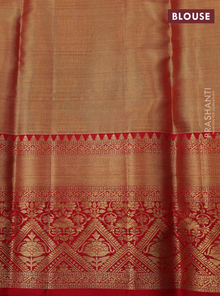 Gold & Red Pure Kanchipuram Tissue Silk Saree