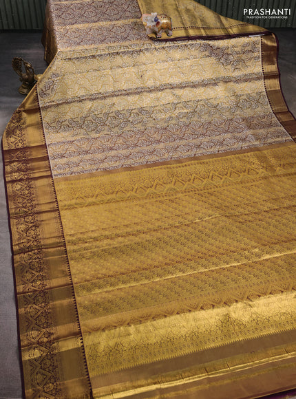 Gold & Wine Pure Kanchipuram Tissue Silk Saree
