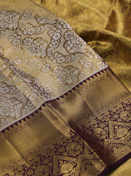 Gold & Wine Pure Kanchipuram Tissue Silk Saree